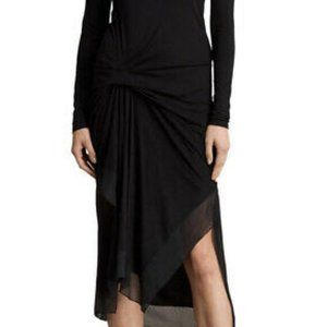 allsaints black twist knit bodycon dress